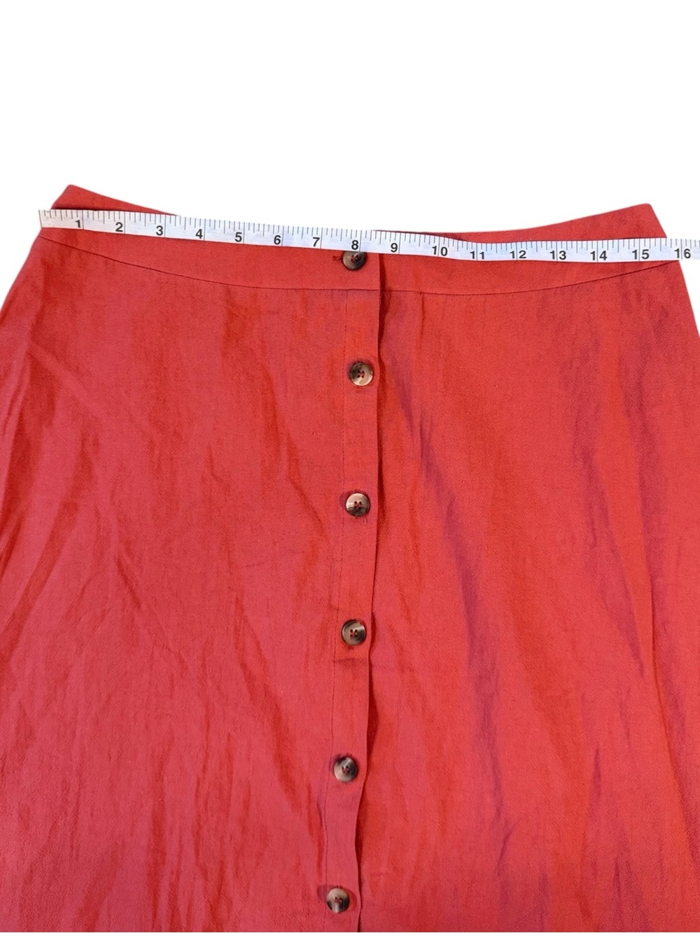 SHEIN Coral 100% Cotton Button-Front Midi Skirt - Picture 4 of 5